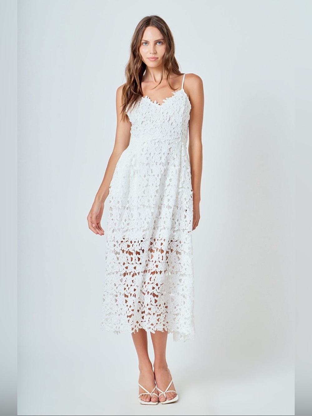 NWT Endless Rose White Lace Midi Dress Size Medium